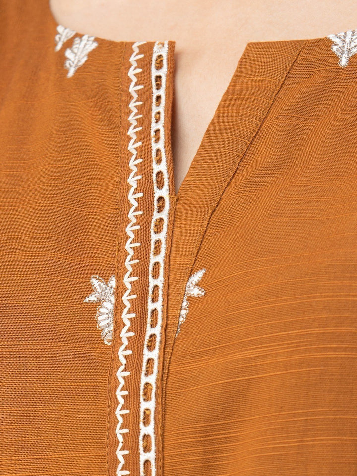 EWU22V12-25011 Unstitched Brown Embroidered Khaddar 3 Piece