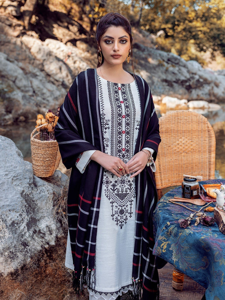 EWU22V10-25075 Unstitched Off White Embroidered Crepe 3 Piece