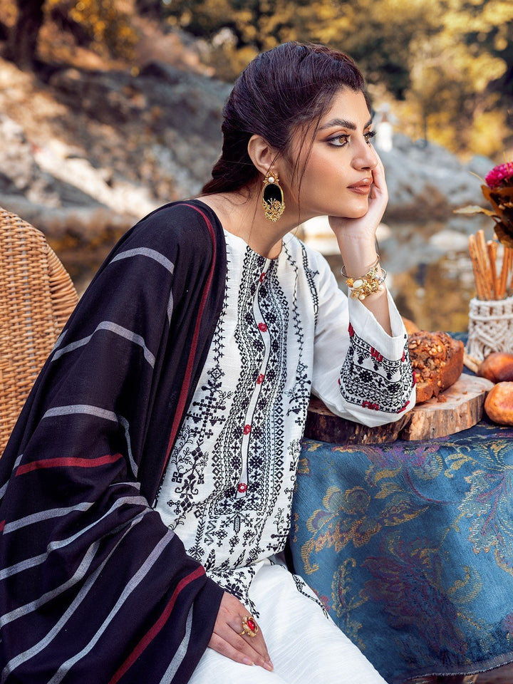 EWU22V10-25075 Unstitched Off White Embroidered Crepe 3 Piece