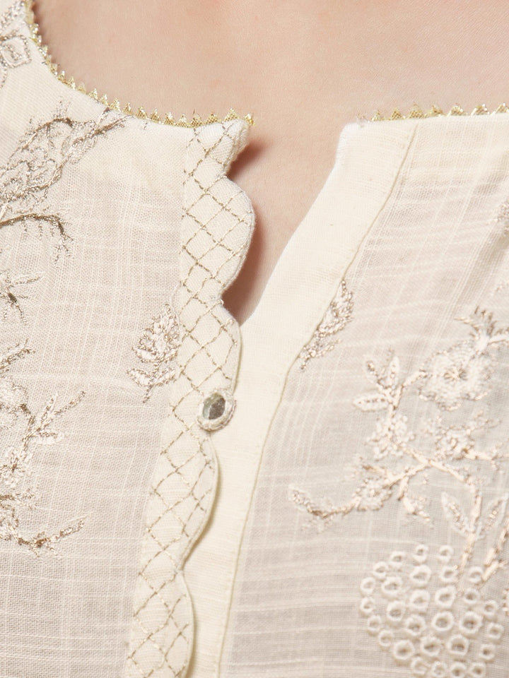 EWU22V17-26491 Unstitched Cream Embroidered Crosshatch 3 Piece