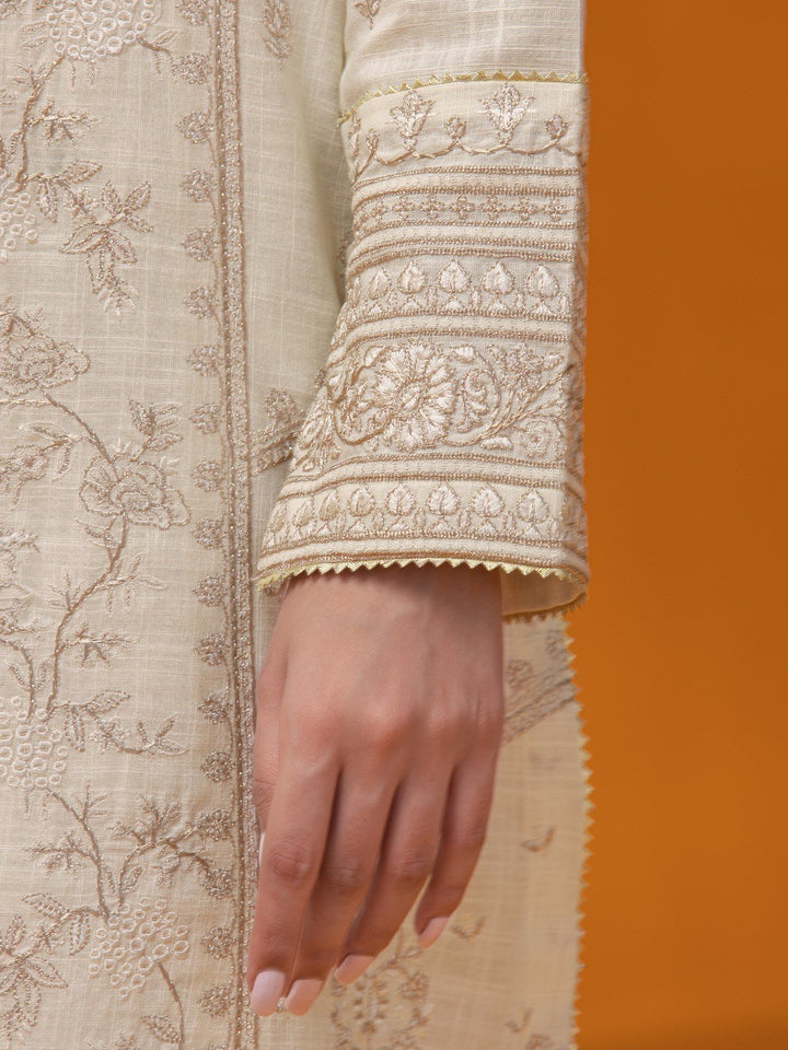 EWU22V17-26491 Unstitched Cream Embroidered Crosshatch 3 Piece