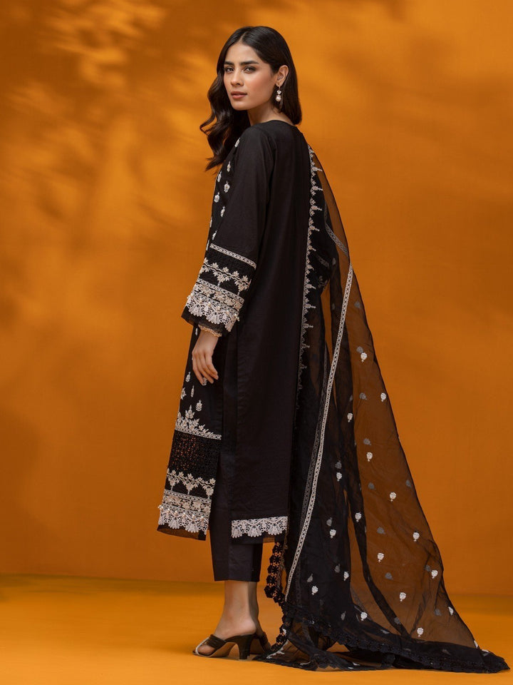 EWU23V7-26626 Unstitched Black Embroidered Dobby 3 Piece