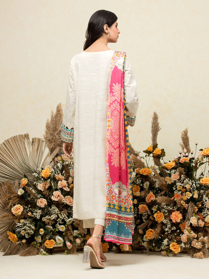 EWU24V6-26663-3P Unstitched Cream Embroidered Chanderi 3 Piece