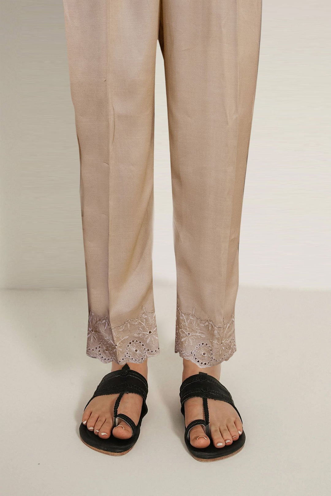3160-FUDGE EMBROIDERED SILK TROUSER STITCHED