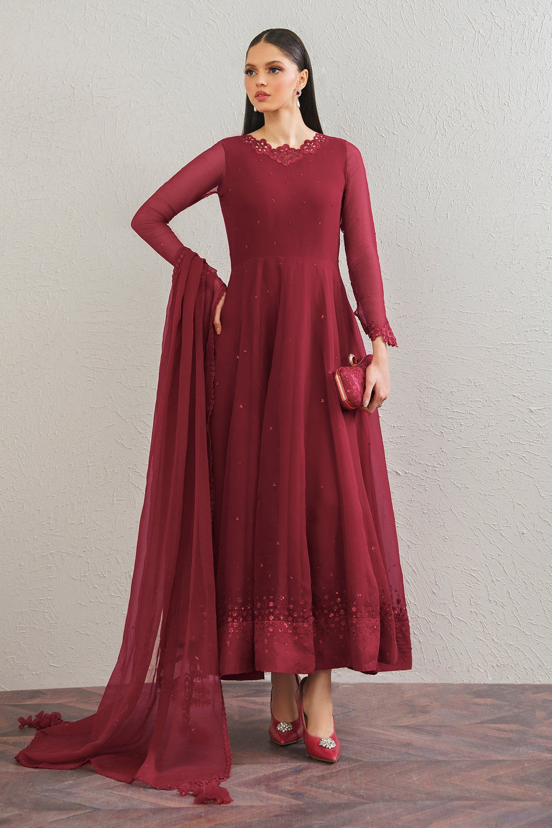 EMBROIDERED CHIFFON FROCK PR-901