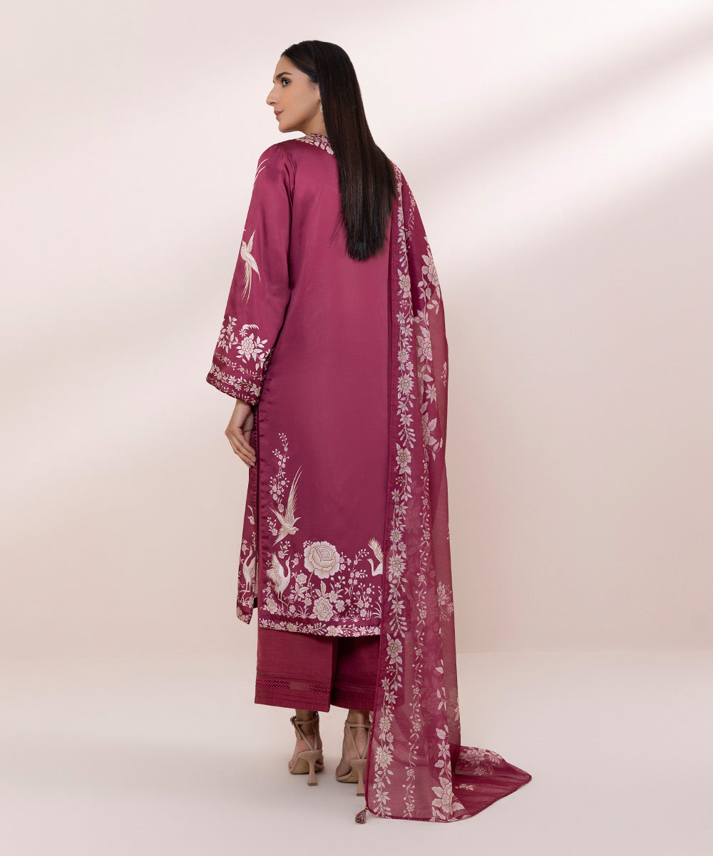 3 Piece - Embroidered Silk Suit