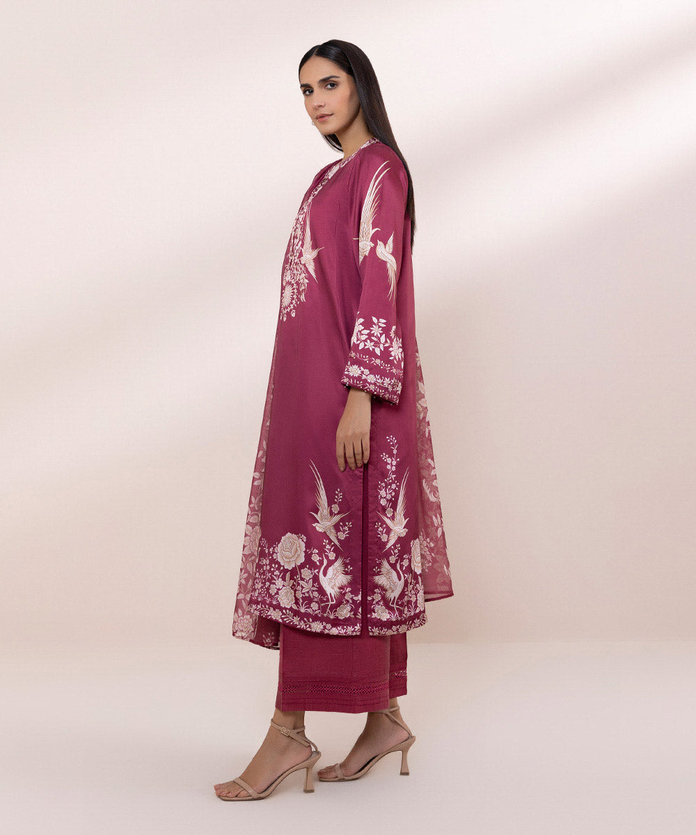 3 Piece - Embroidered Silk Suit