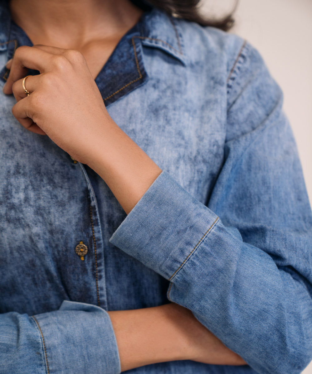 Flared Denim Shirt