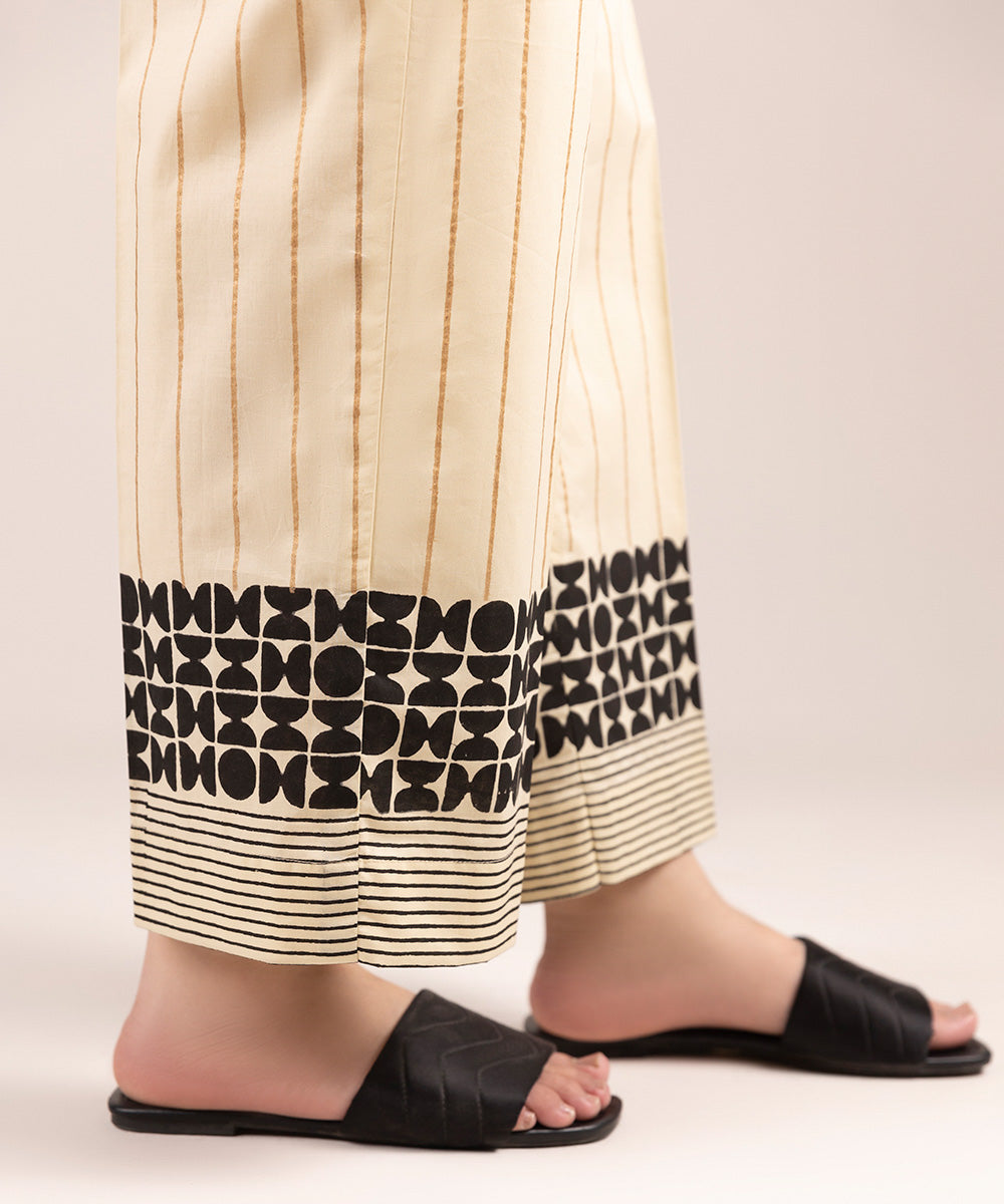 Block Printed Cambric Straight Pants