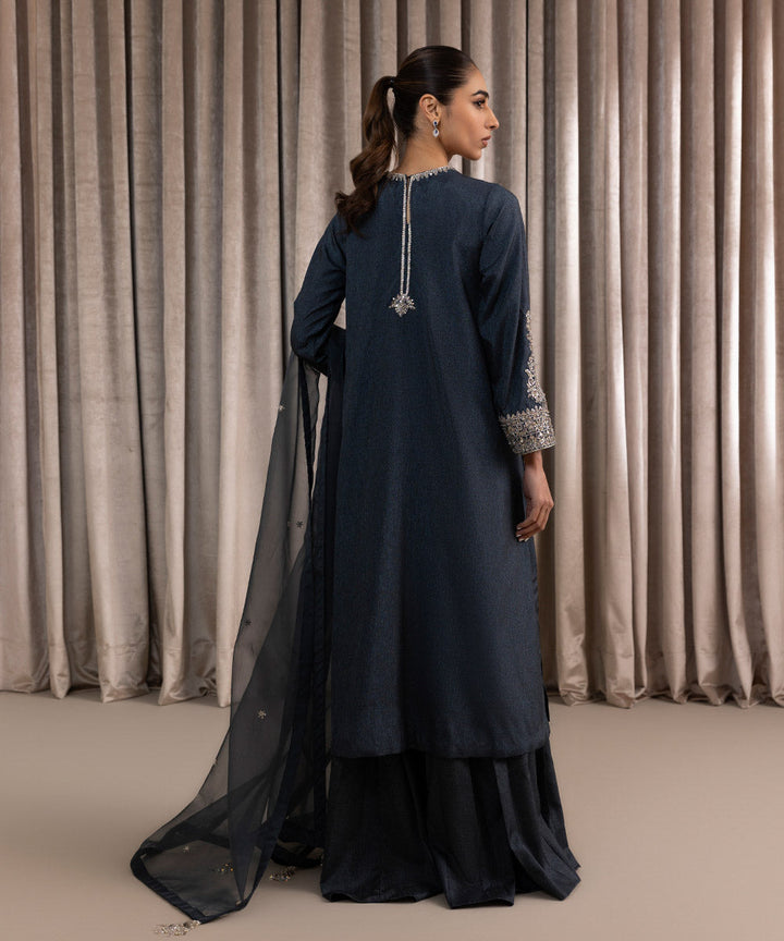 3 Piece - Embellished Raw Silk Suit