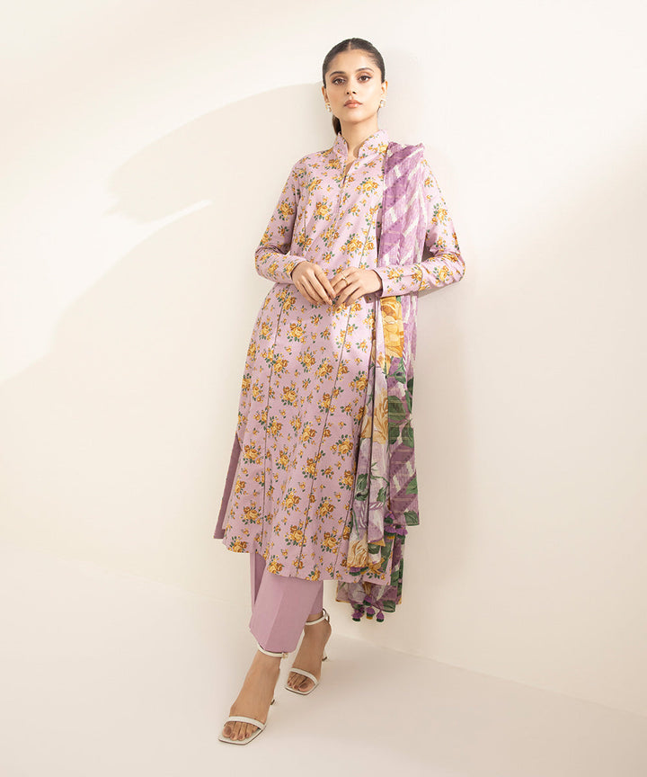 3 Piece - Printed Zari Lawn Suit