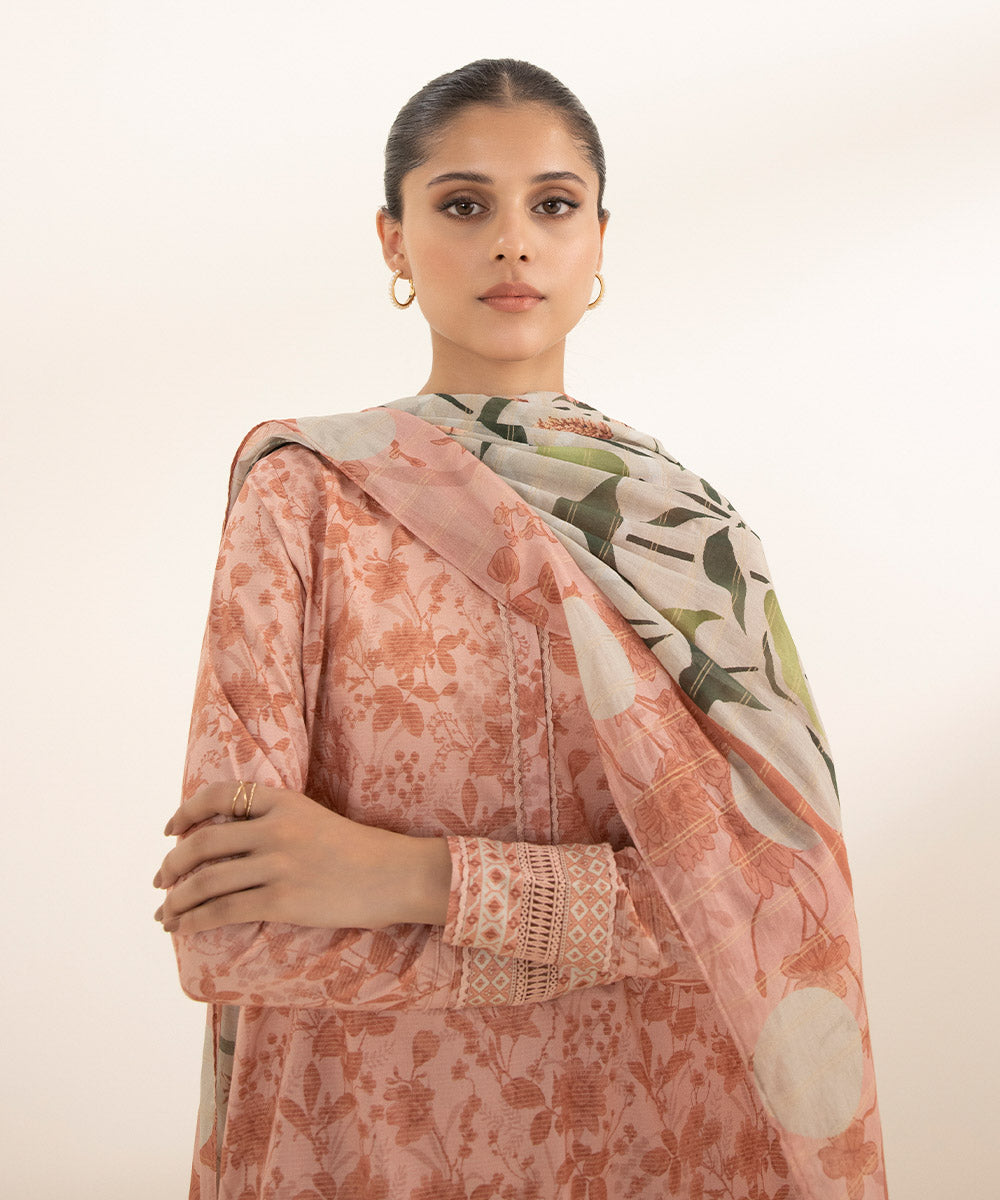 3 Piece - Printed Zari Lawn Suit