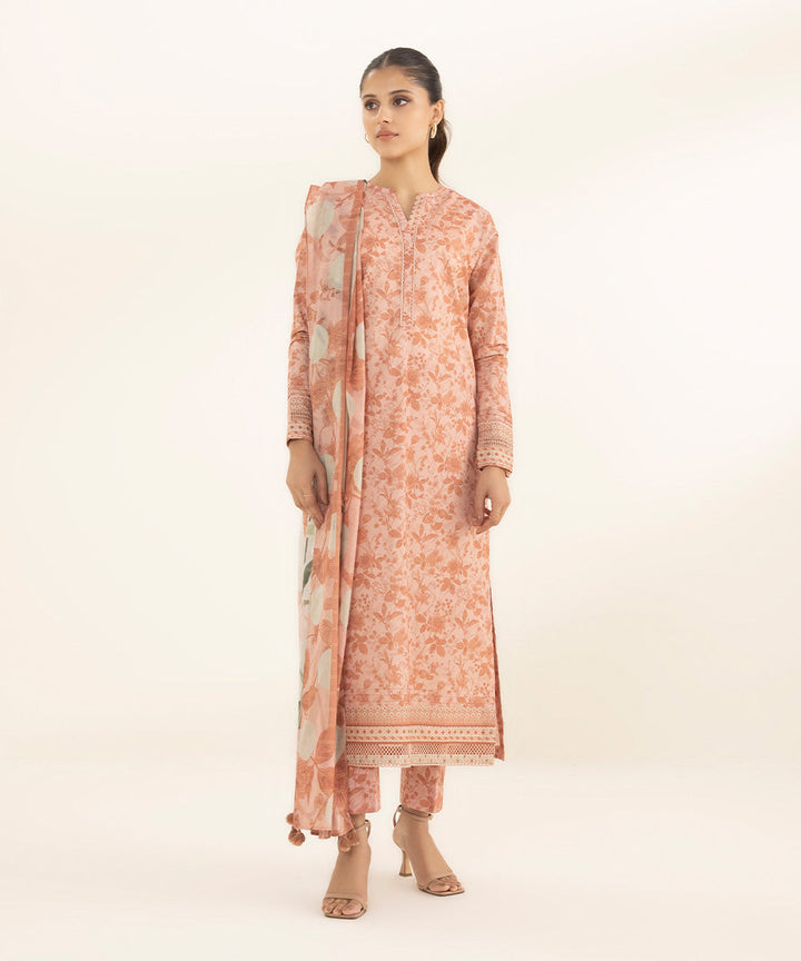 3 Piece - Printed Zari Lawn Suit