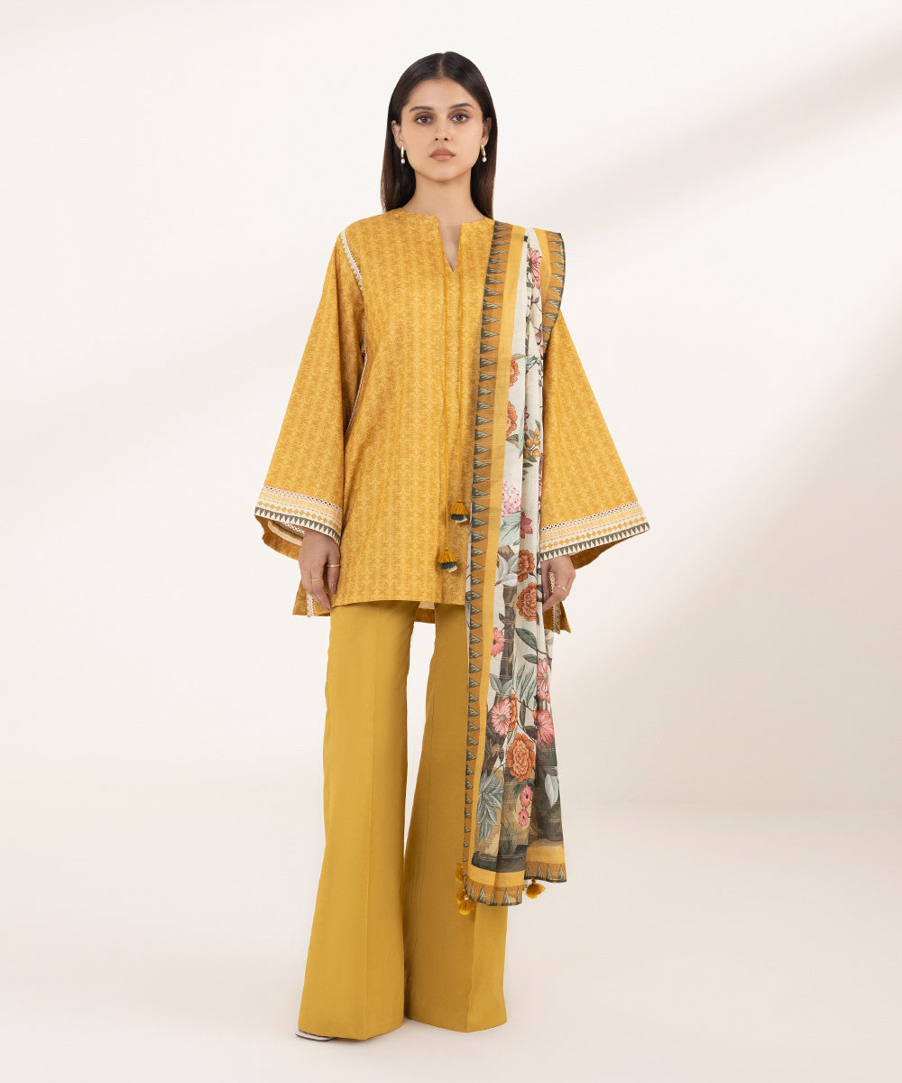 3 Piece - Printed Zari Lawn Suit