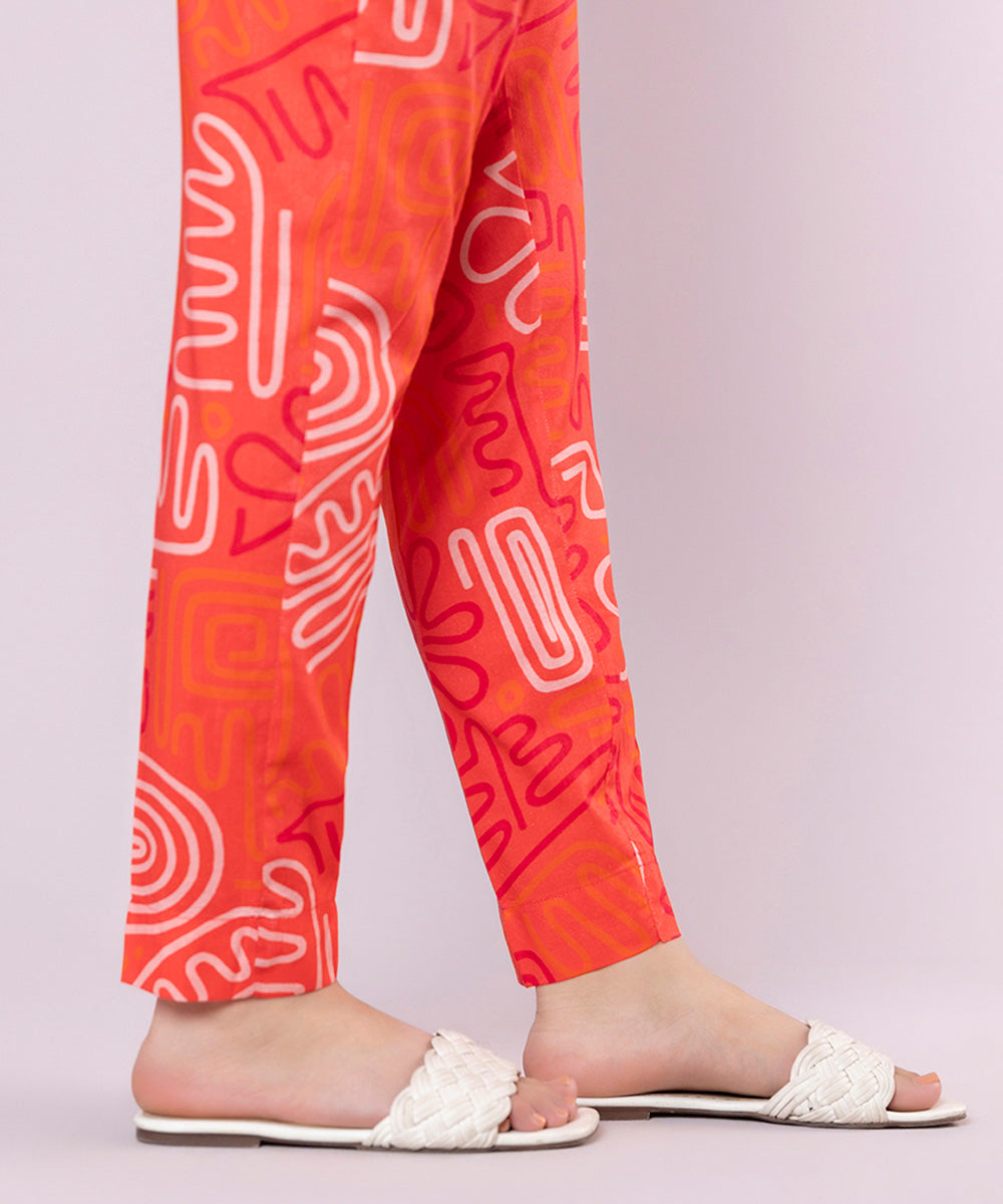 Printed Cotton Viscose Cigarette Pants