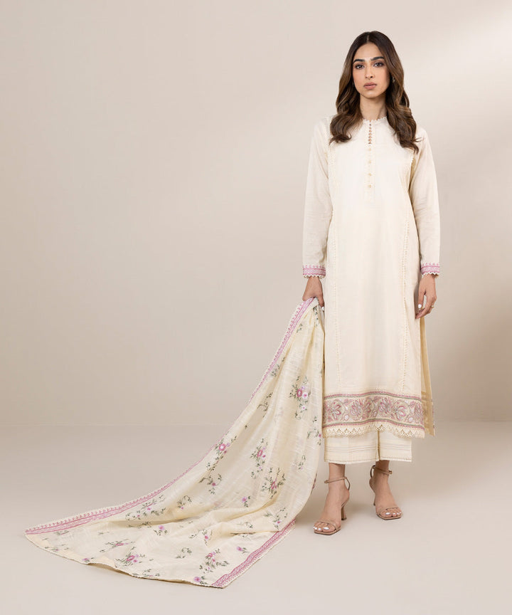 Embroidered Net Dupatta