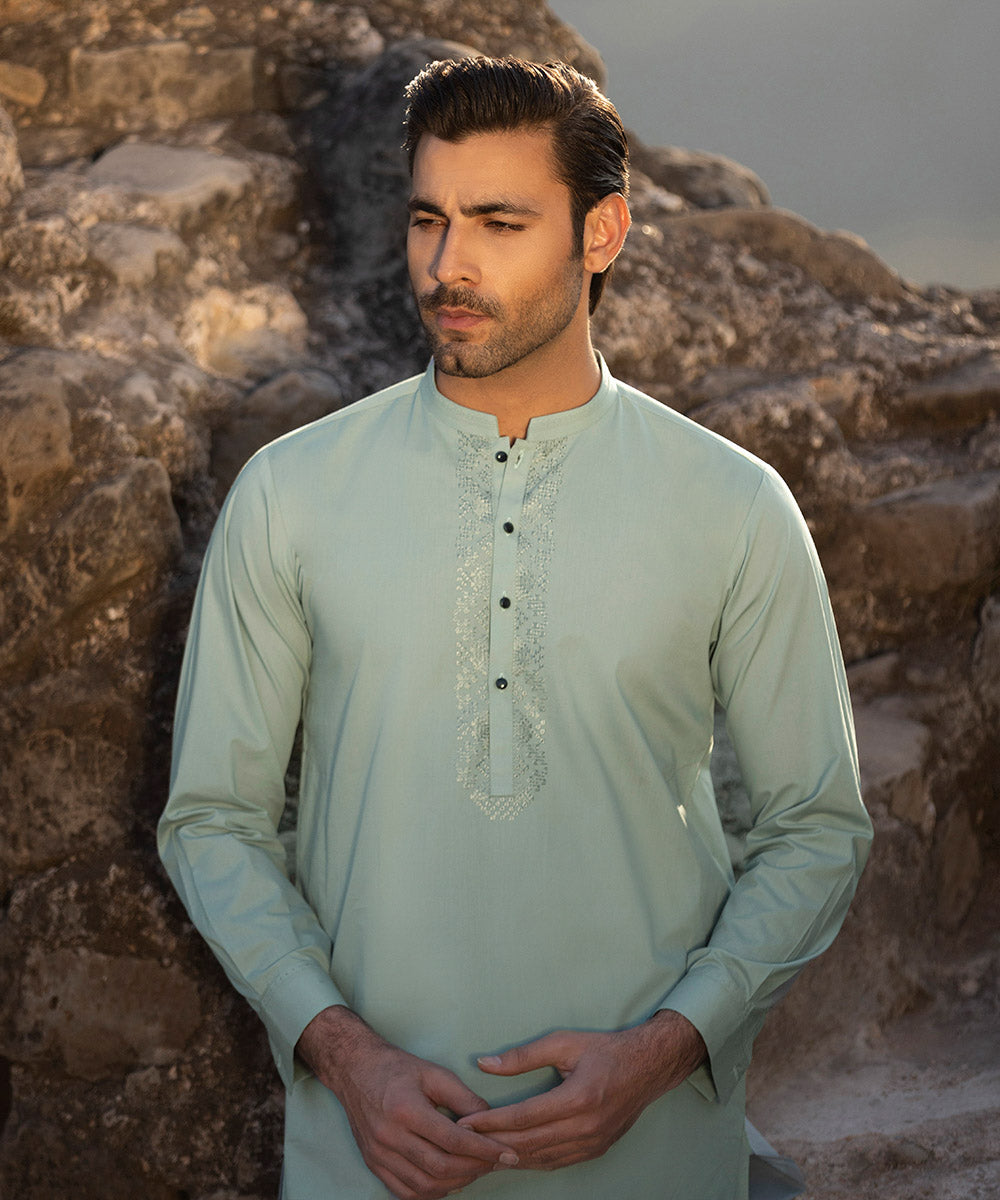 Embroidered Cotton Suit