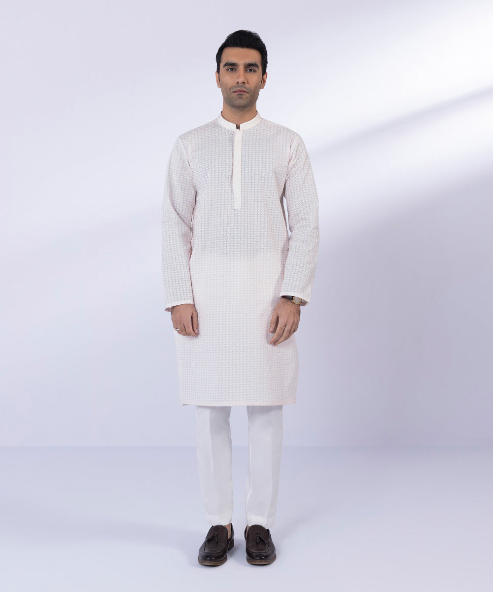 Cotton Schiffli Embroidered Kurta