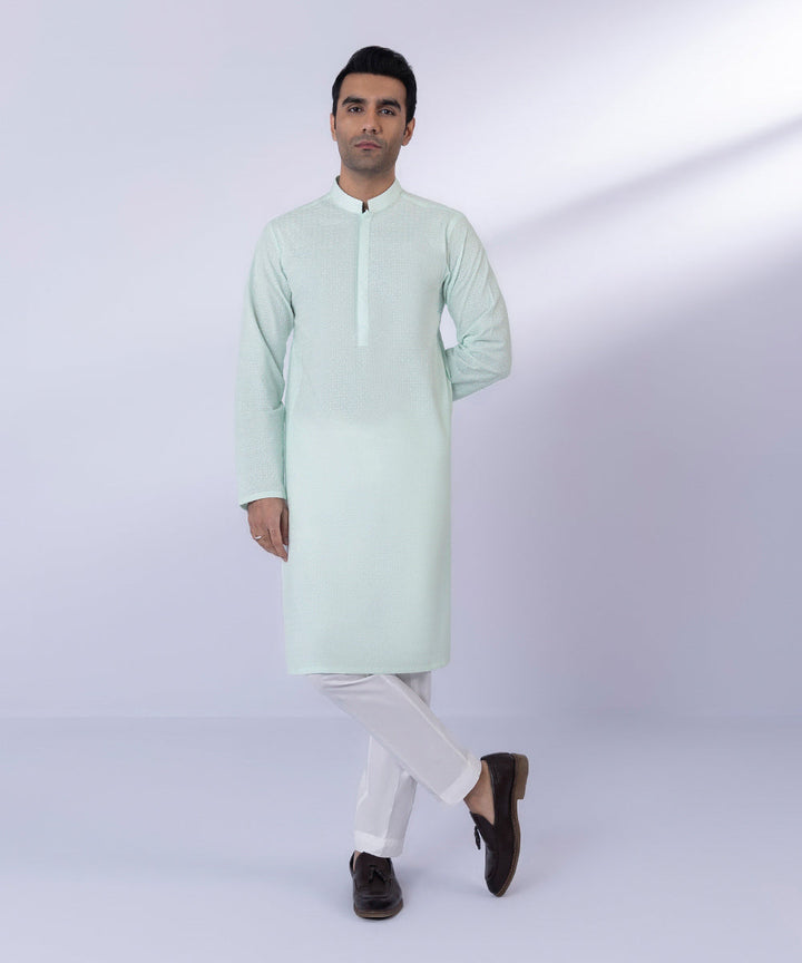 Cotton Schiffli Embroidered Kurta