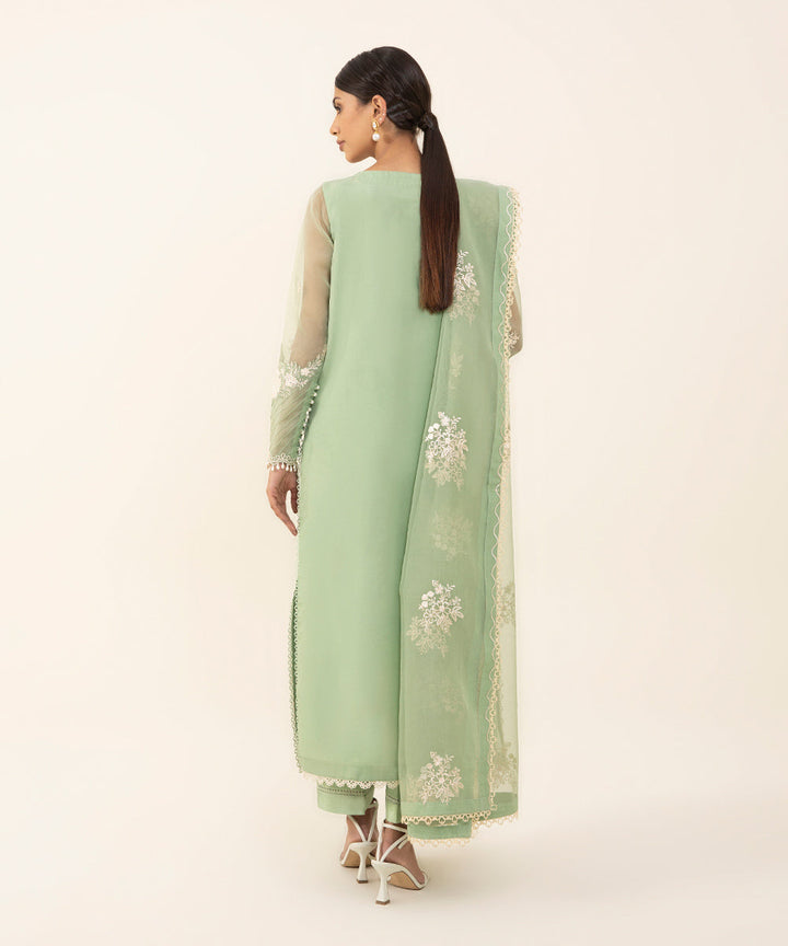 3 Piece - Embroidered Organza Suit