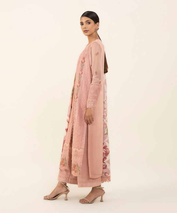 3 Piece - Embroidered Chiffon Suit