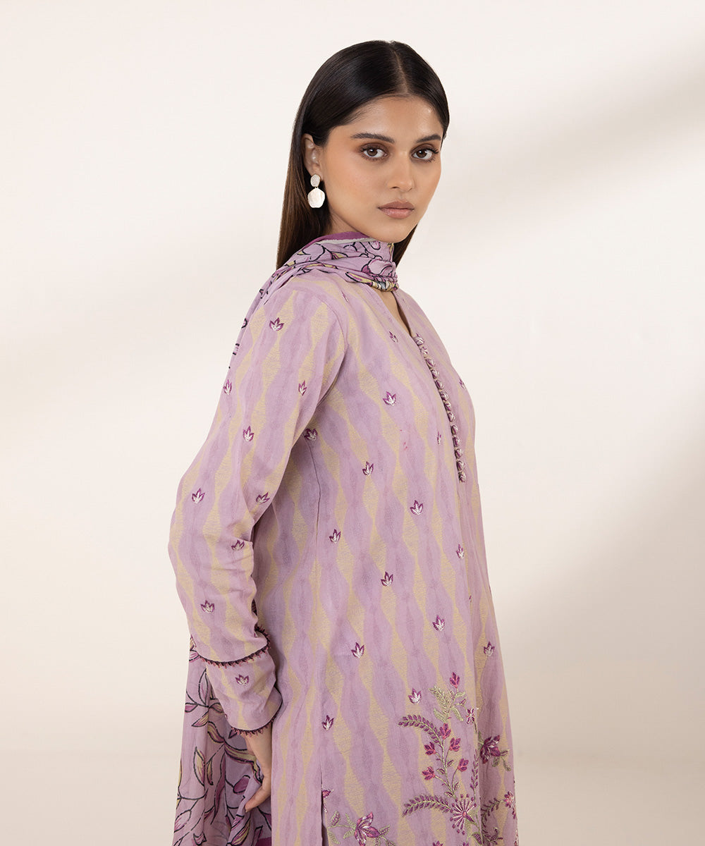 3 Piece - Embroidered Jacquard Suit