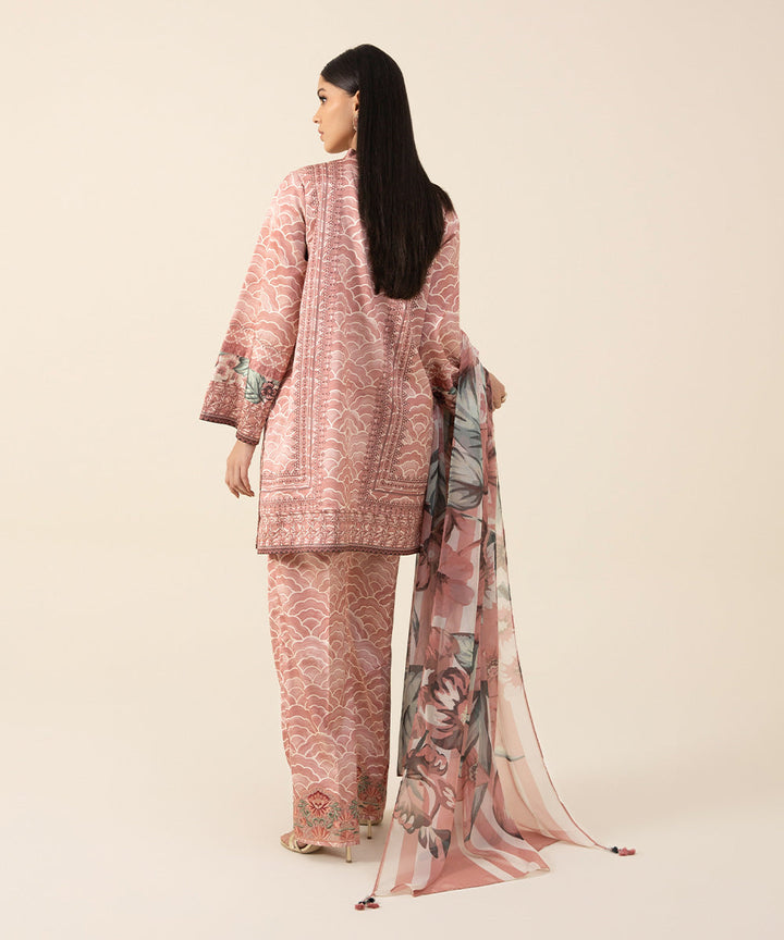 3 Piece -  Embroidered Satin Suit