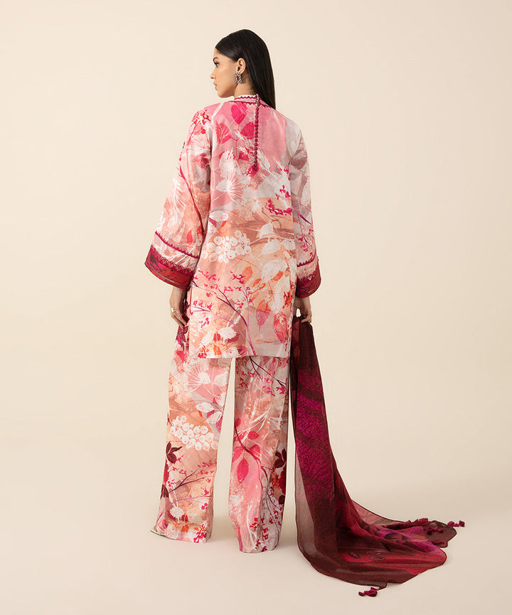 3 Piece -  Embroidered Silk Suit