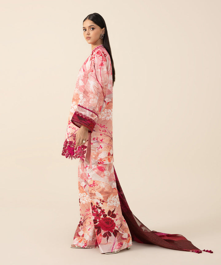 3 Piece -  Embroidered Silk Suit