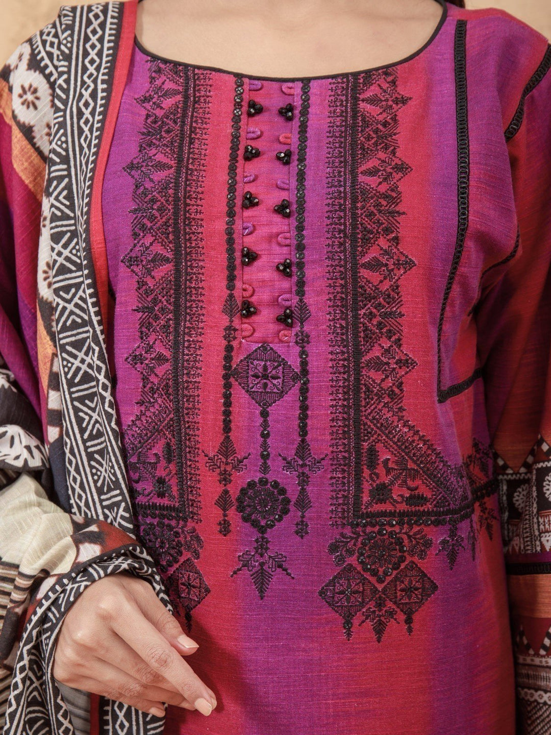 EWU21V11-21758 Unstitched Magenta Embroidered Viscose 3 Piece