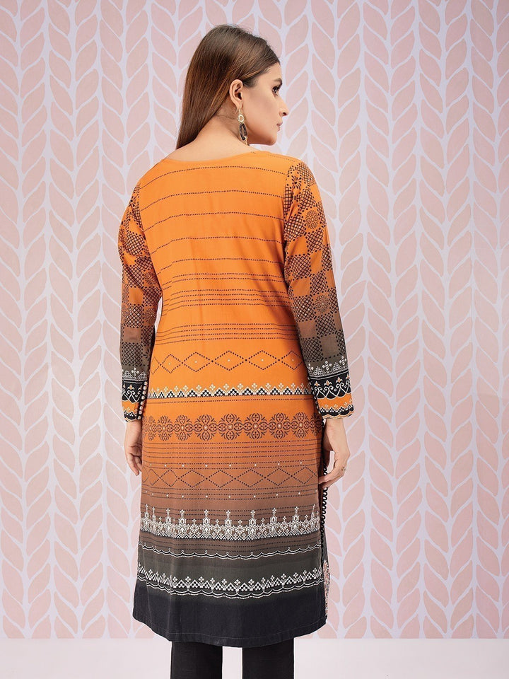 EWU21V8-21732 Unstitched Orange Embroidered Cotton 1 Piece