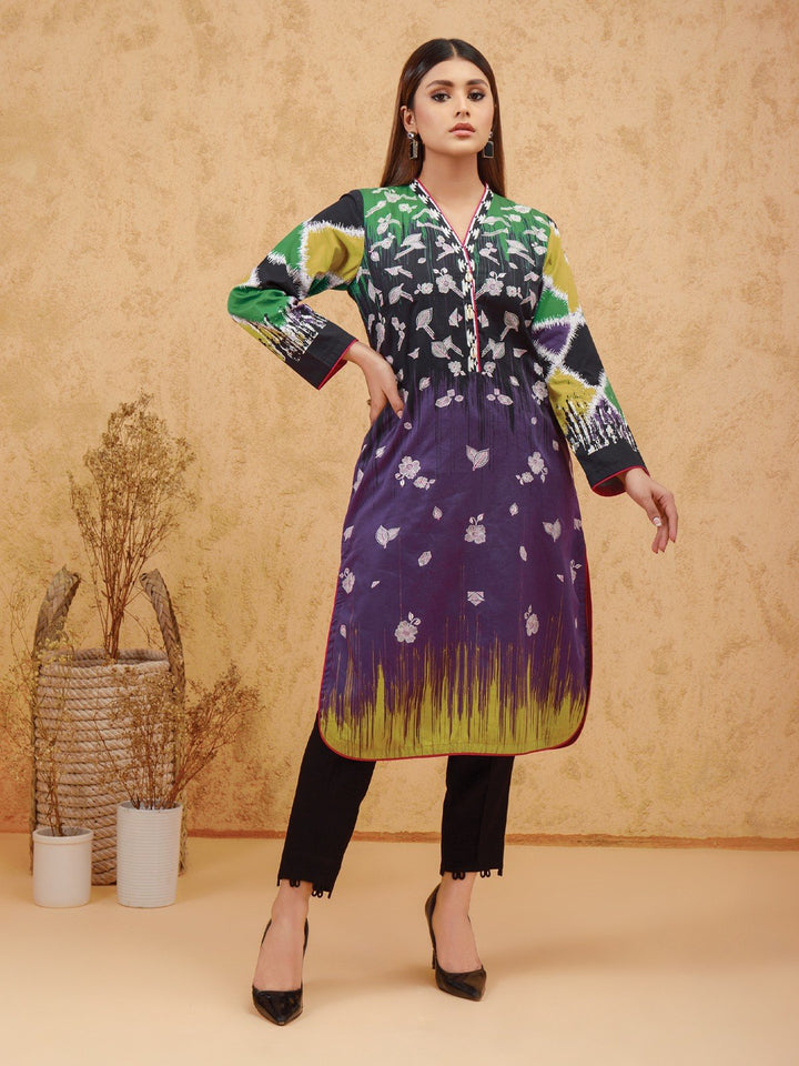EWU21V8-21739 Unstitched Purple Embroidered Cotton 1 Piece