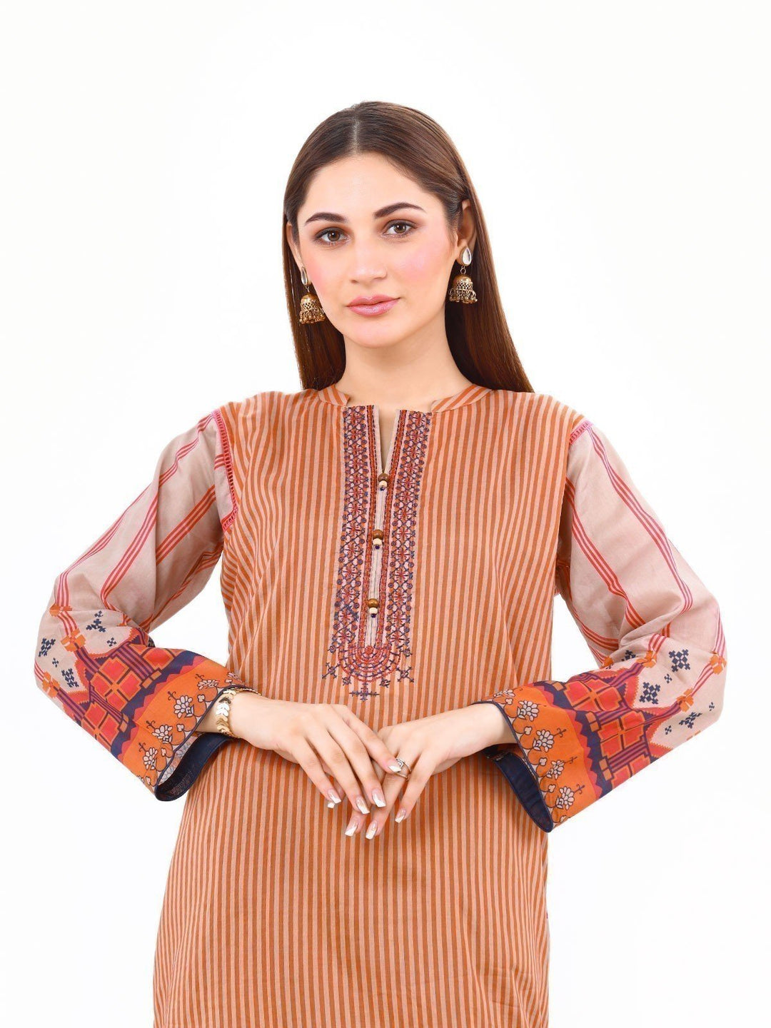 Pret 1Pc Embroidered Chanderi Shirt - EWTKE22-68096