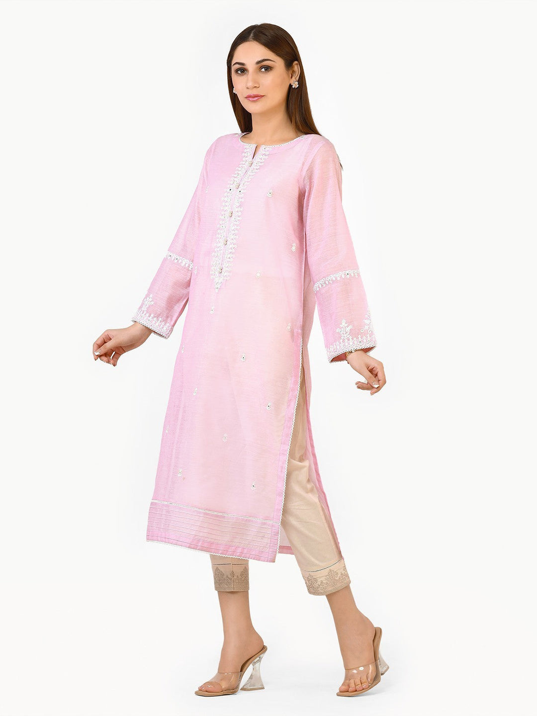 Pret 1Pc Embroidered Chanderi Shirt - EWTKE22-68383