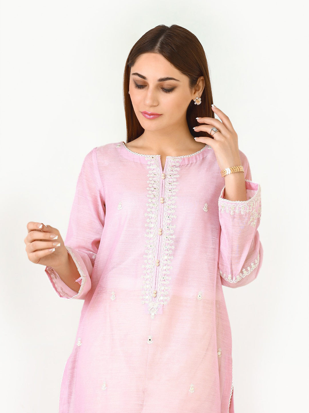Pret 1Pc Embroidered Chanderi Shirt - EWTKE22-68383