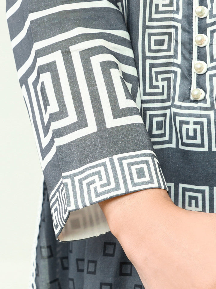 Pret 2Pc Printed White Shirt Trouser - EWTKP22-68182 (2-Pcs)