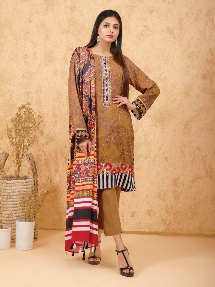 EWU21V11-21759 Unstitched Gold Embroidered Viscose 3 Piece