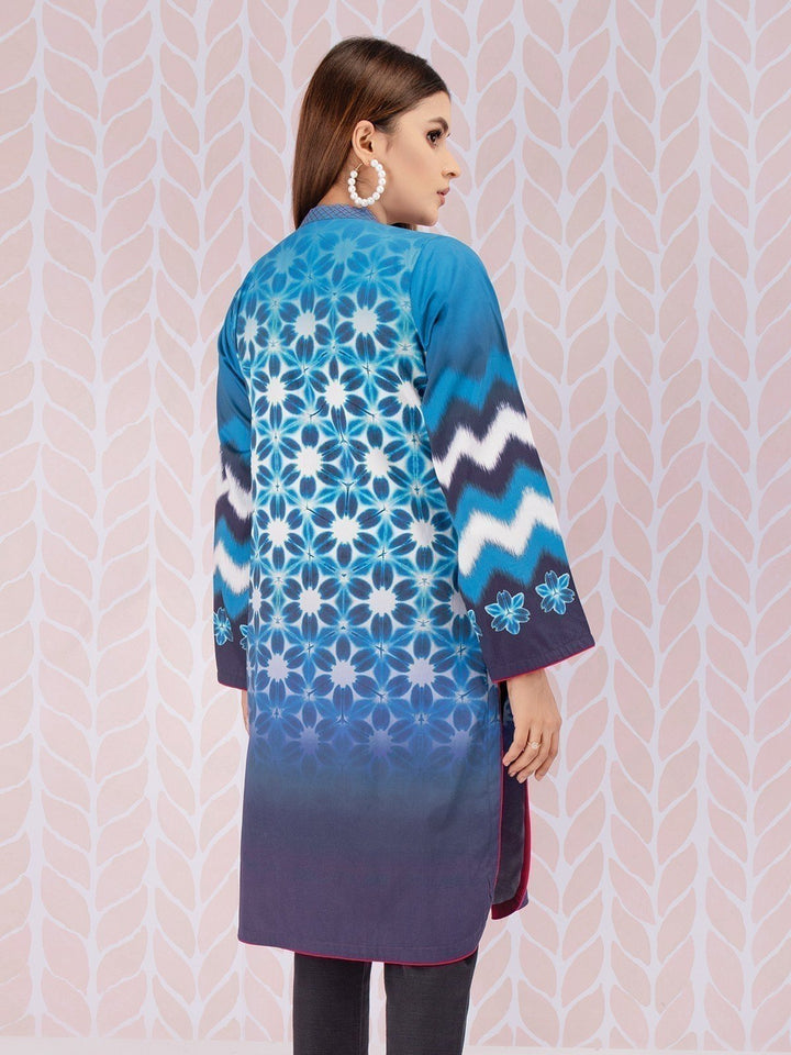 EWU21V8-21733 Unstitched Blue Embroidered Cotton 1 Piece
