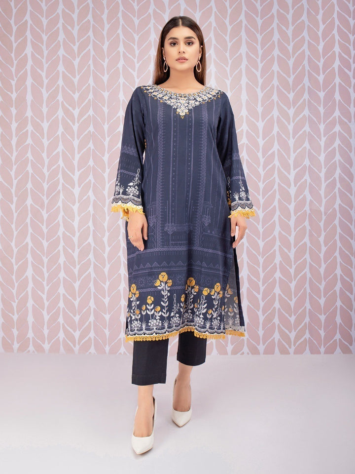 EWU21V8-21734 Unstitched Blue Embroidered Cotton 1 Piece