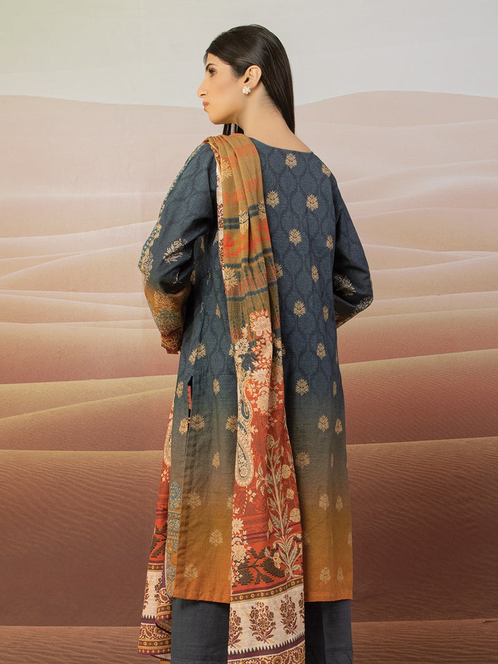 EWU22V11-25023 Unstitched Dark Teal Embroidered Khaddar 3 Piece