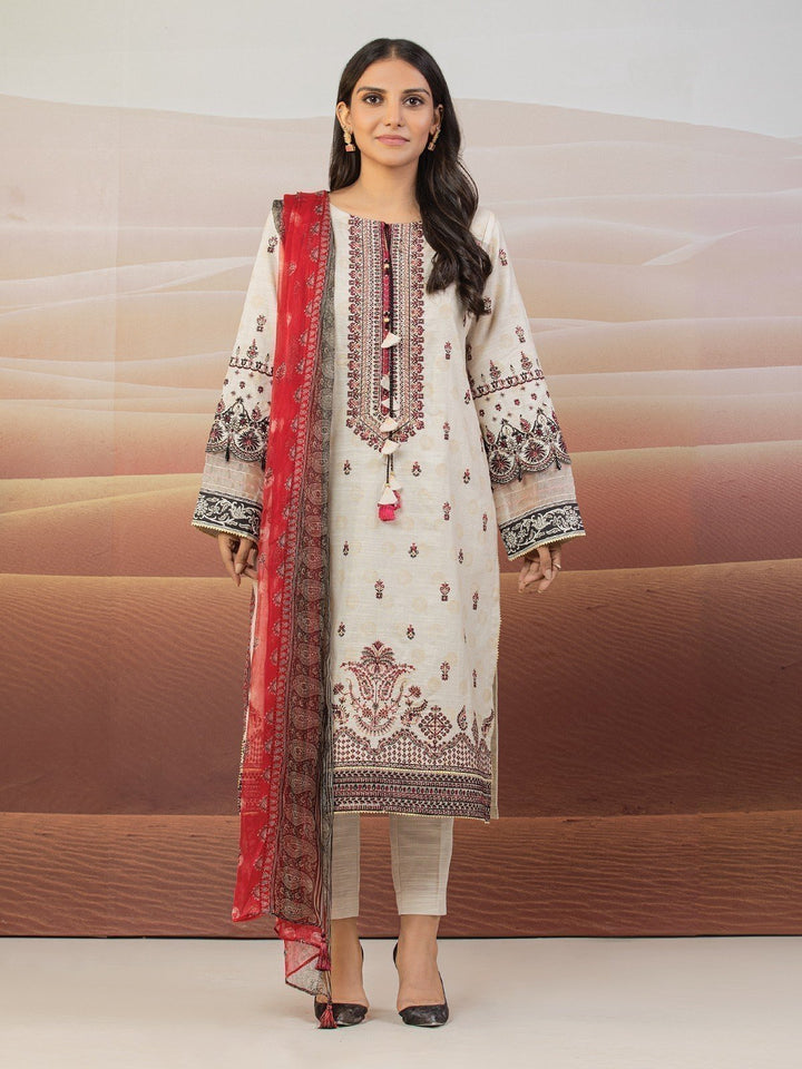 EWU22V12-25013 Unstitched Peach Embroidered Khaddar 3 Piece