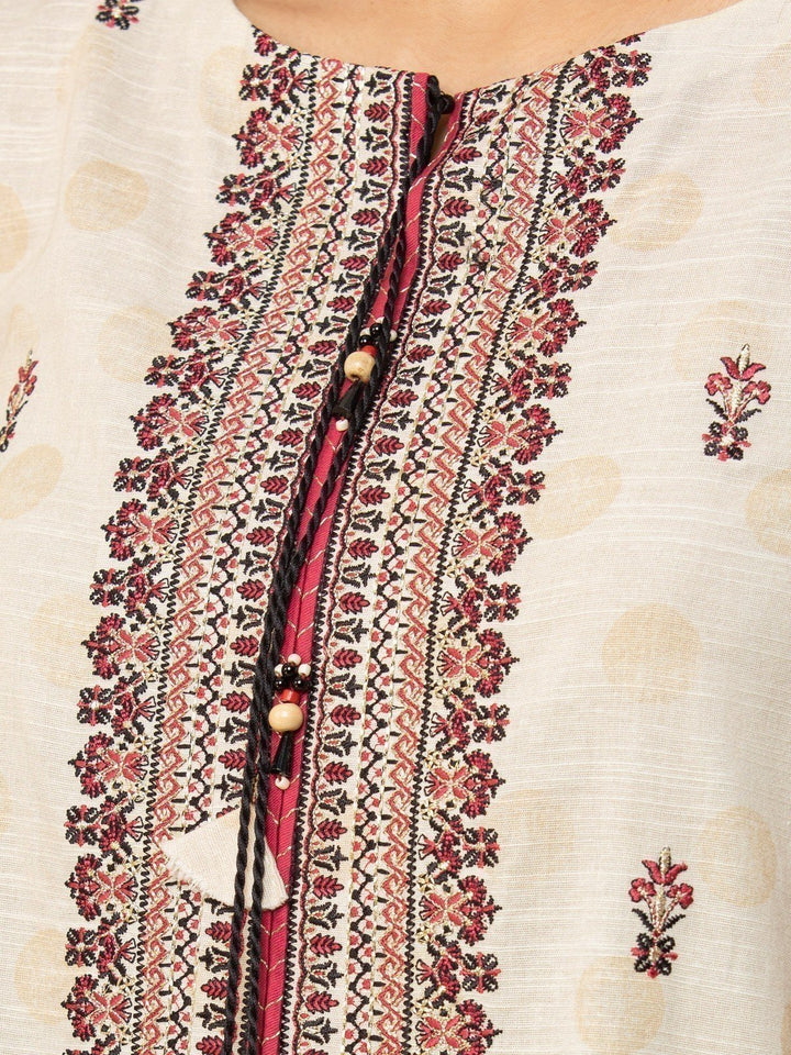 EWU22V12-25013 Unstitched Peach Embroidered Khaddar 3 Piece