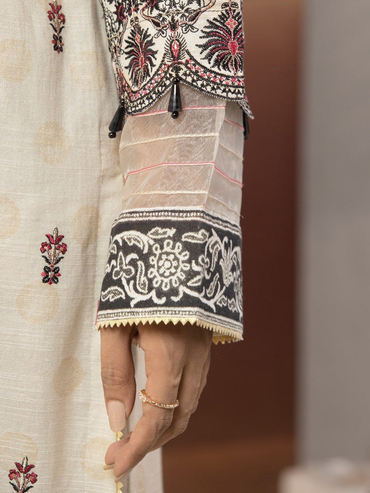 EWU22V12-25013 Unstitched Peach Embroidered Khaddar 3 Piece