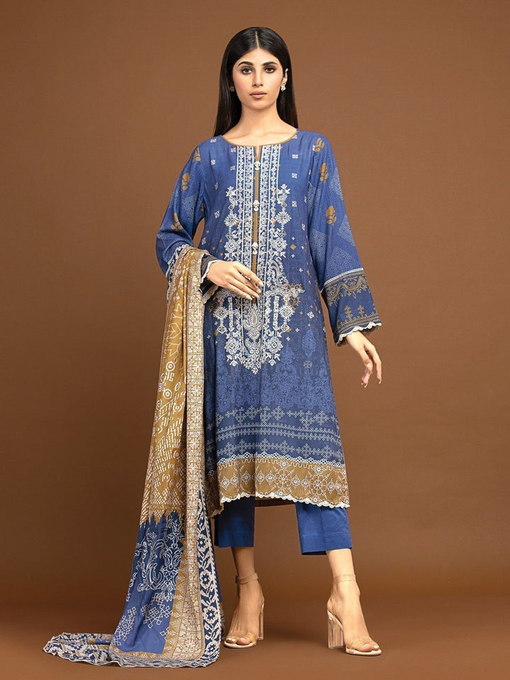 EWU22V13-24042 Unstitched Blue Embroidered Viscose 3 Piece