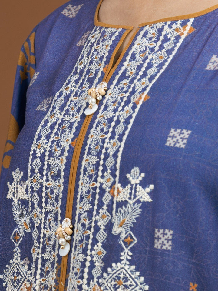 EWU22V13-24042 Unstitched Blue Embroidered Viscose 3 Piece