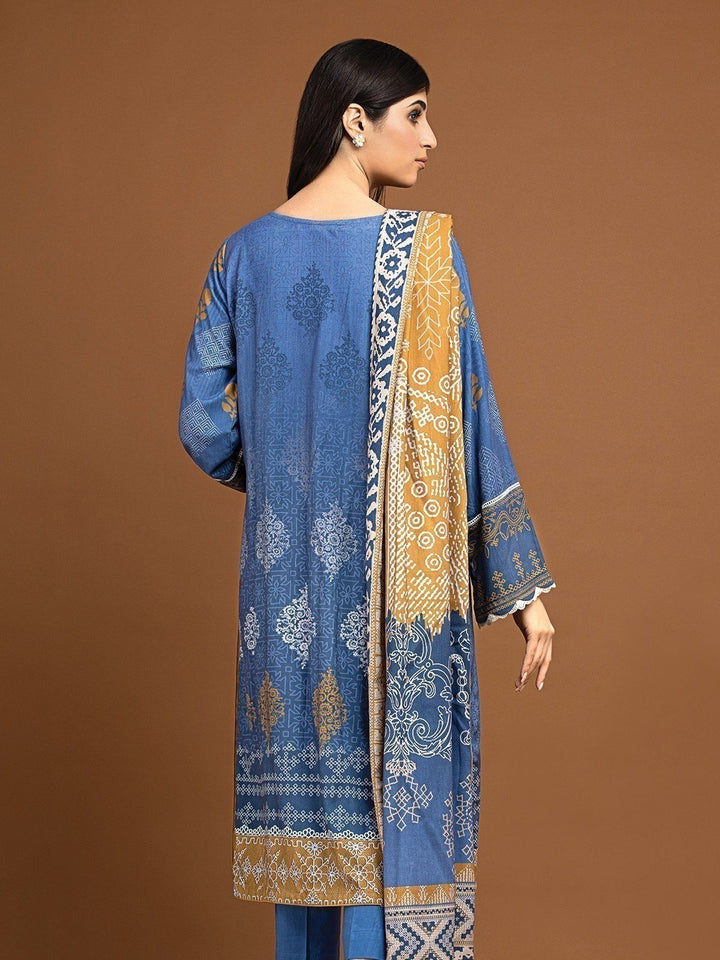 EWU22V13-24042 Unstitched Blue Embroidered Viscose 3 Piece
