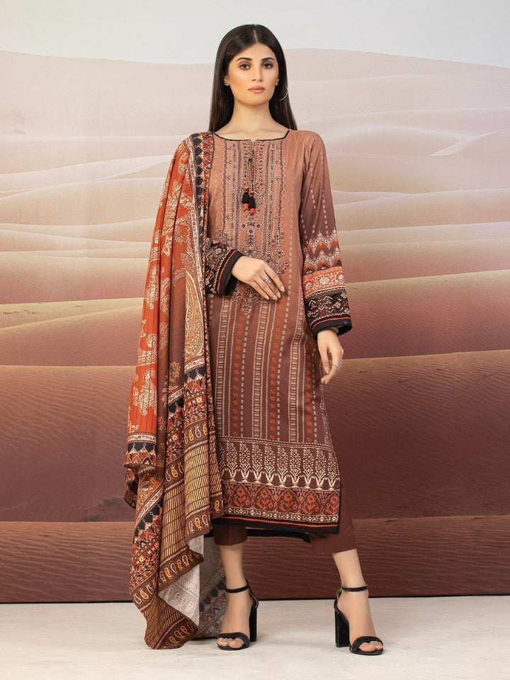 EWU22V13-24046 Unstitched Light Brown Embroidered Viscose 3 Piece