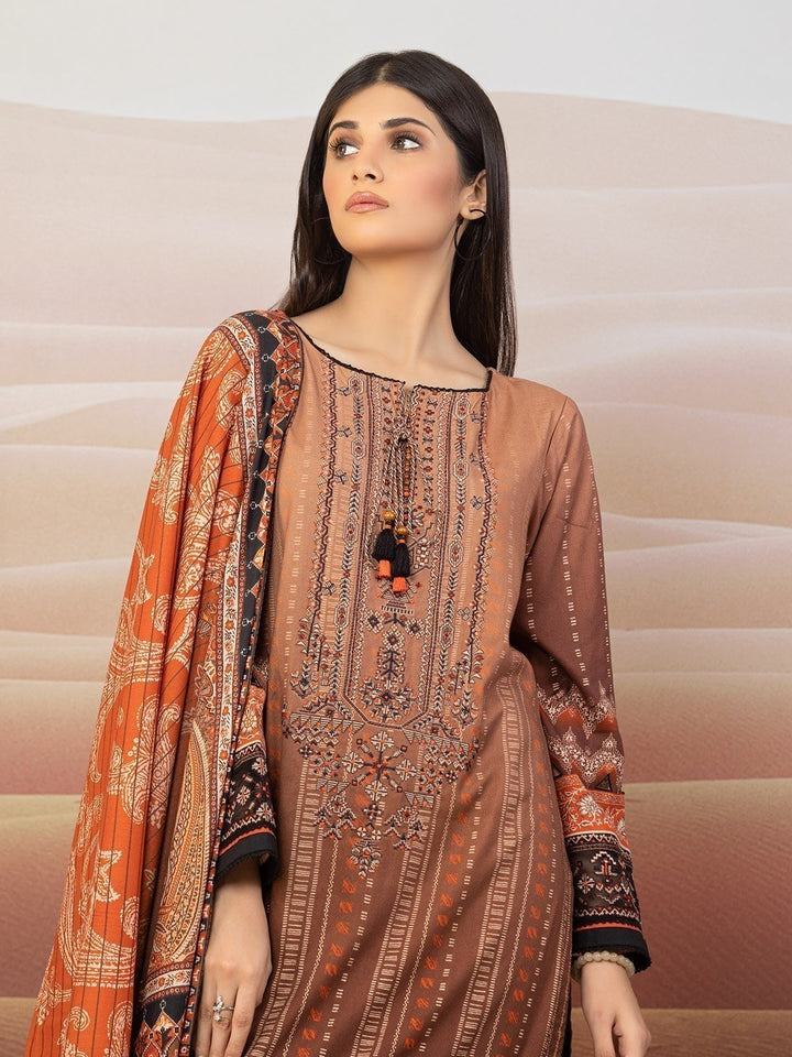 EWU22V13-24046 Unstitched Light Brown Embroidered Viscose 3 Piece