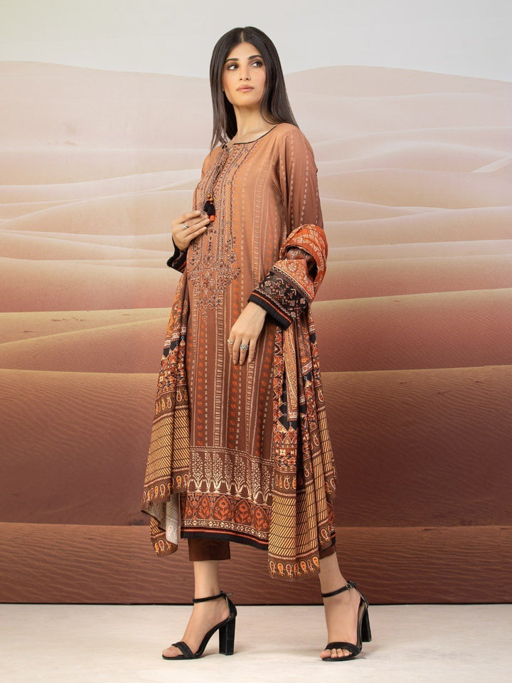 EWU22V13-24046 Unstitched Light Brown Embroidered Viscose 3 Piece