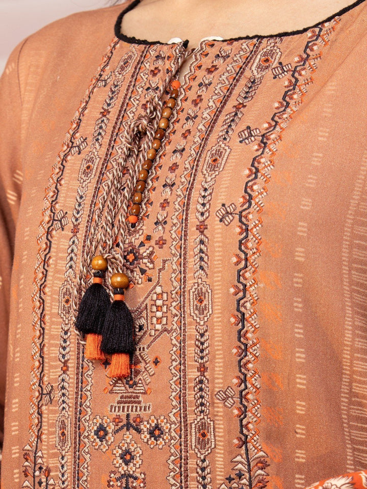 EWU22V13-24046 Unstitched Light Brown Embroidered Viscose 3 Piece